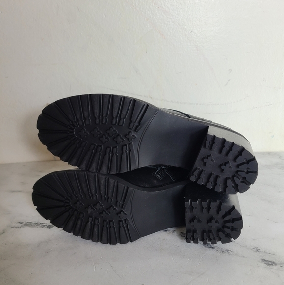 Steve Madden Black Leather Moto Combat Heeled Boots Size 9.5 New With Box - Picture 6 of 6